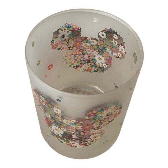 Disney‎ Mickey Mouse Floral Glass Cup Minnie World - Picture 2 of 8